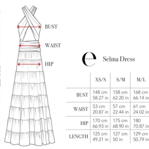 NWT 600.00 Erika Pena Womens Selma Convertible Wrap Cotton Boho Maxi Dress M/L - Picture 7 of 8